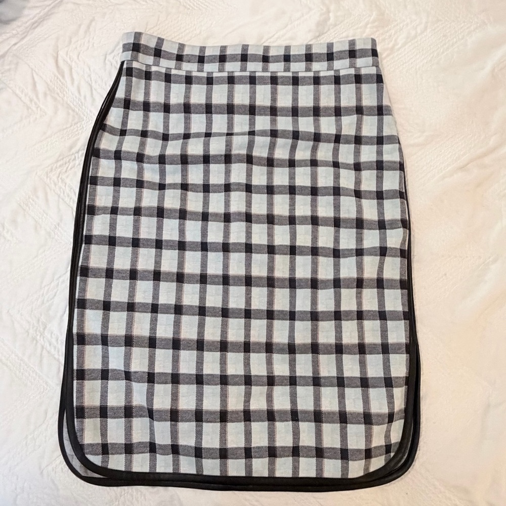 Ann Taylor plaid skirt faux leather trim sz 4 - Picture 13 of 13